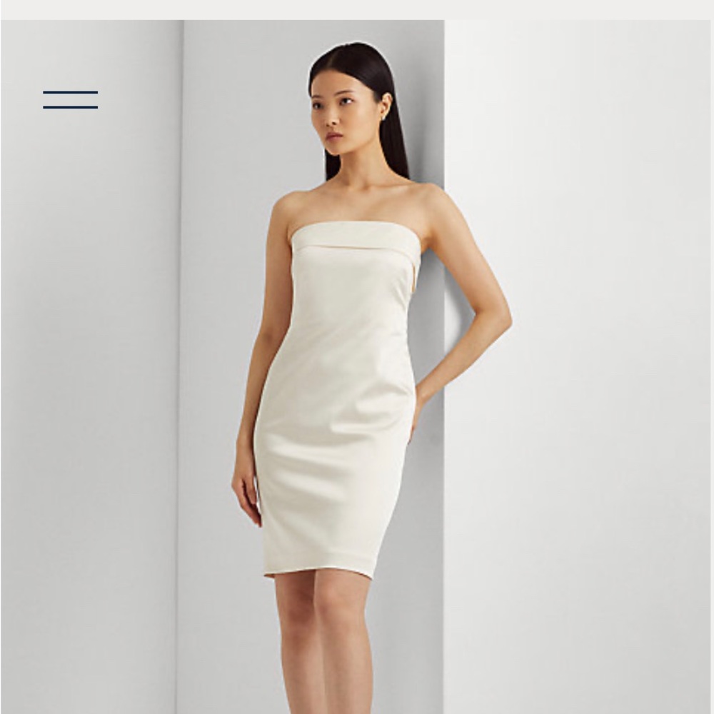Bow Back Satin Strapless Cocktail Gown